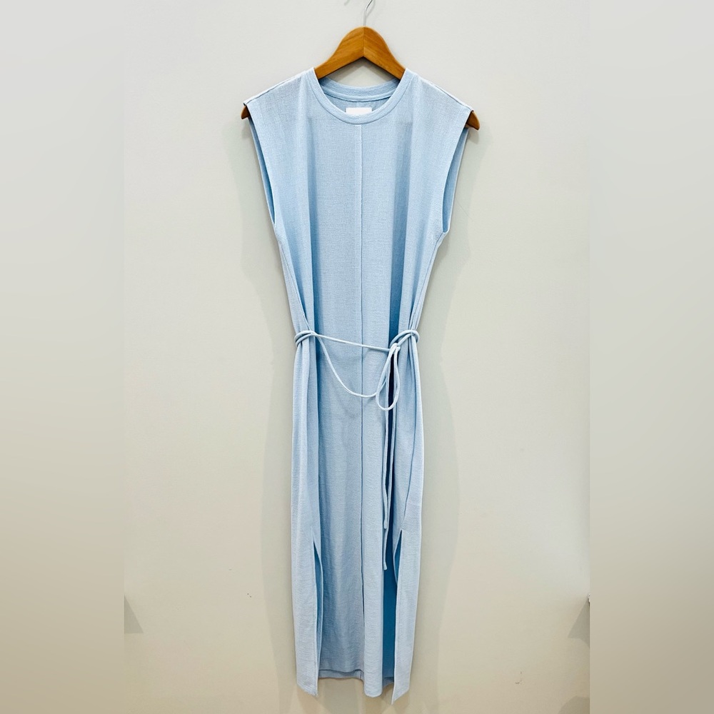 Every Crew Neck Tie Waist Sleeveless Thigh High Side Slit Knit Midi Dress size M